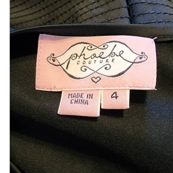Phoebe Couture Black Satin Dress Size 4 - Picture 3 of 8